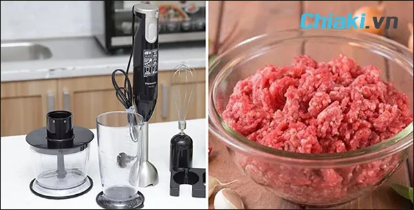 xay thịt bằng m&aacute;y xay sinh tố rất đơn giản v&agrave; nhanh ch&oacute;ng