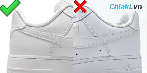 Dựa v&agrave;o logo l&agrave; c&aacute;ch check gi&agrave;y Nike AF1 