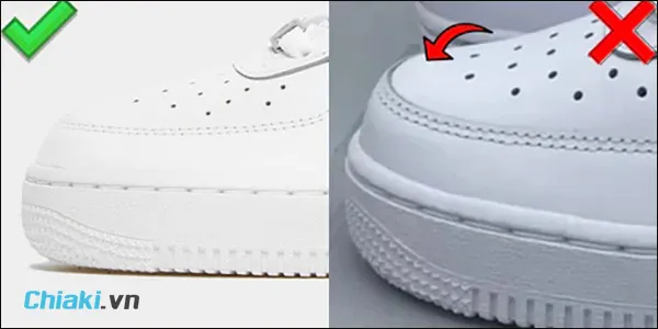 Dựa v&agrave;o mũi gi&agrave;y l&agrave; c&aacute;ch check gi&agrave;y Nike AF1 