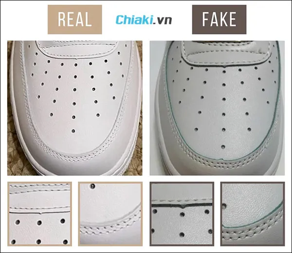 Dựa v&agrave;o lỗ tho&aacute;t kh&iacute; l&agrave; c&aacute;ch check gi&agrave;y Nike AF1 