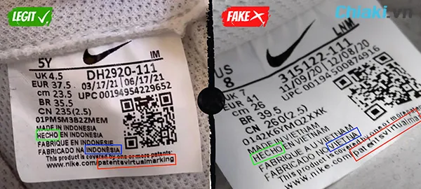Dựa v&agrave;o tem l&agrave; c&aacute;ch check gi&agrave;y Nike AF1 