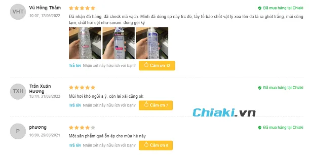 Đ&aacute;nh gi&aacute; tẩy da chết từ người d&ugrave;ng