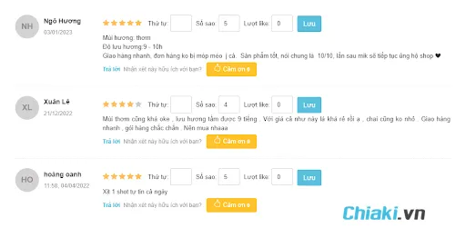 Đ&aacute;nh gi&aacute; từ người d&ugrave;ng khi sử dụng nước hoa Coco Chanel Eau De Toilette cổ điển cho nữ 10ml