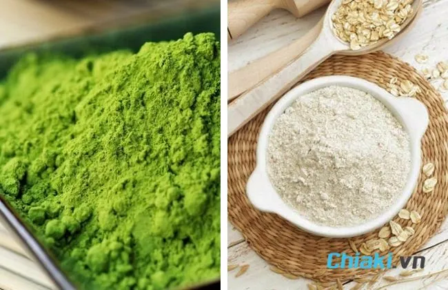 Mặt nạ bột tr&agrave; xanh v&agrave; bột yến mạch