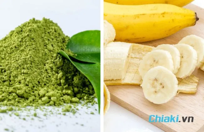 Mặt nạ bột tr&agrave; xanh v&agrave; chuối