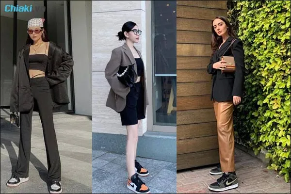 phối đồ với gi&agrave;y nike Jordan v&agrave; &aacute;o blazer cho nữ
