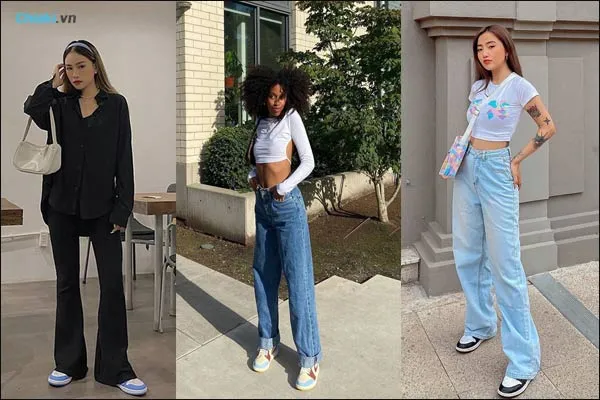 phối đồ với gi&agrave;y nike Jordan v&agrave; quần ống rộng cho nữ