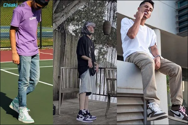 phối đồ với gi&agrave;y nike Jordan v&agrave; &aacute;o ph&ocirc;ng cho nam