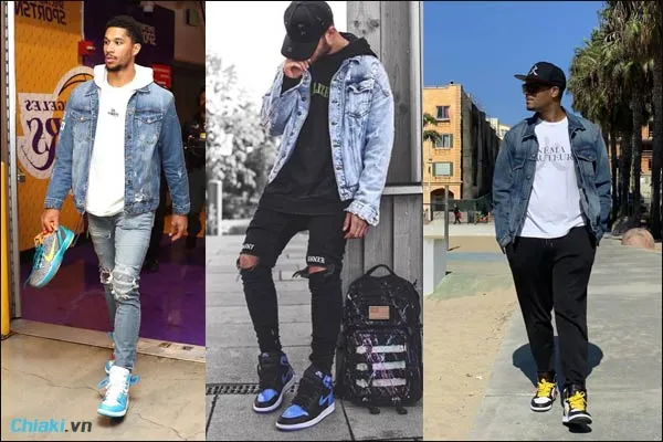 phối đồ với gi&agrave;y nike Jordan v&agrave; &aacute;o kho&aacute;c jeans cho nam