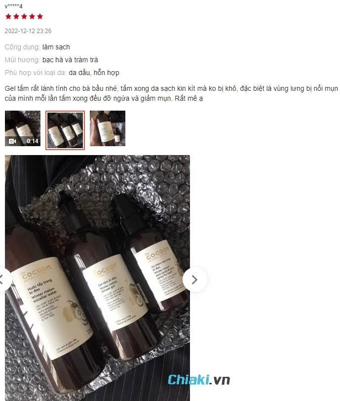Review Sữa tắm trị mụn lưng cho b&agrave; bầu Cocoon Winter Melon Shower Gel