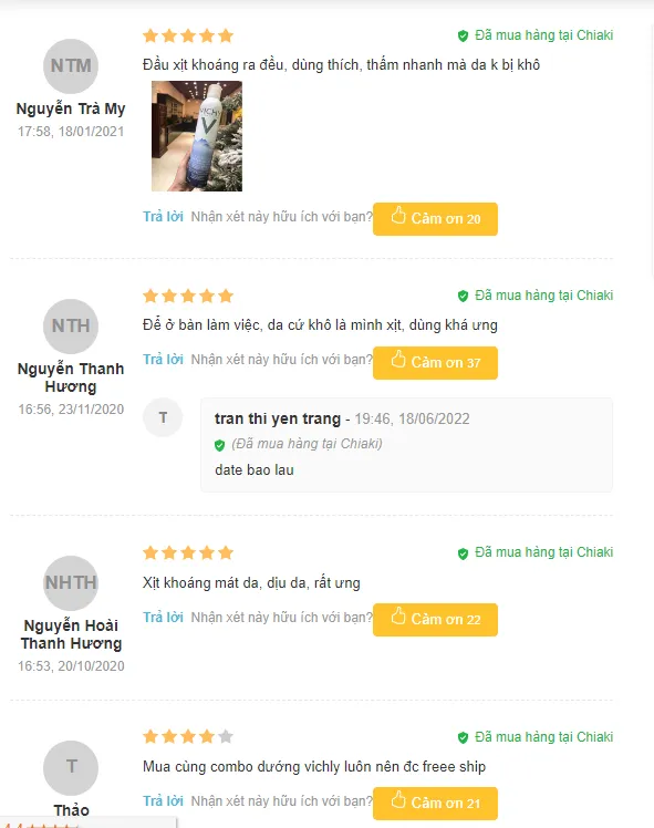Đ&aacute;nh gi&aacute; xịt kho&aacute;ng Vichy từ người d&ugrave;ng