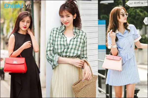 tạo d&aacute;ng chụp ảnh với t&uacute;i x&aacute;ch khi đeo ở khủy tay