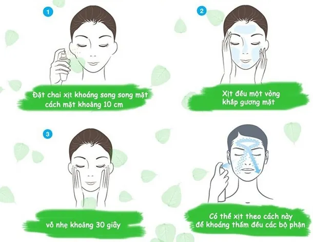C&aacute;c bước d&ugrave;ng xịt kho&aacute;ng
