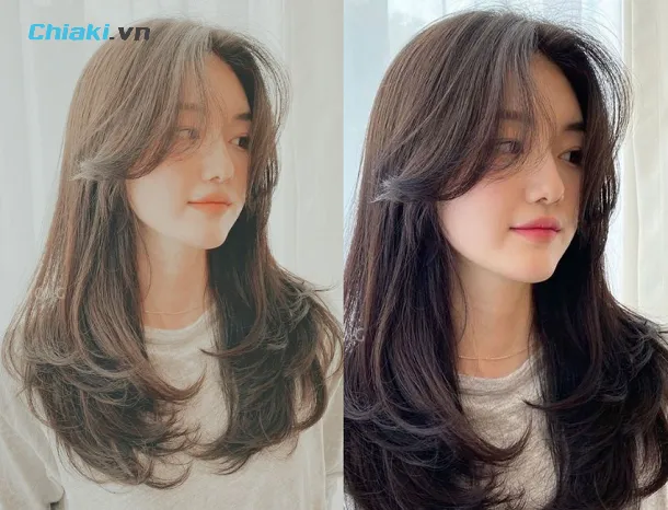 Kiểu t&oacute;c layer medium length nữ ngang vai