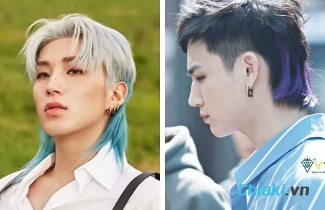 Mẫu t&oacute;c mullet layer nam nhuộm g&aacute;y