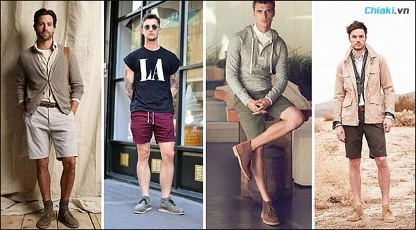 phối đồ với gi&agrave;y boot nam v&agrave; quần short ngắn