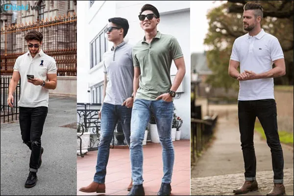 phối đồ với gi&agrave;y boot nam v&agrave; &aacute;o polo