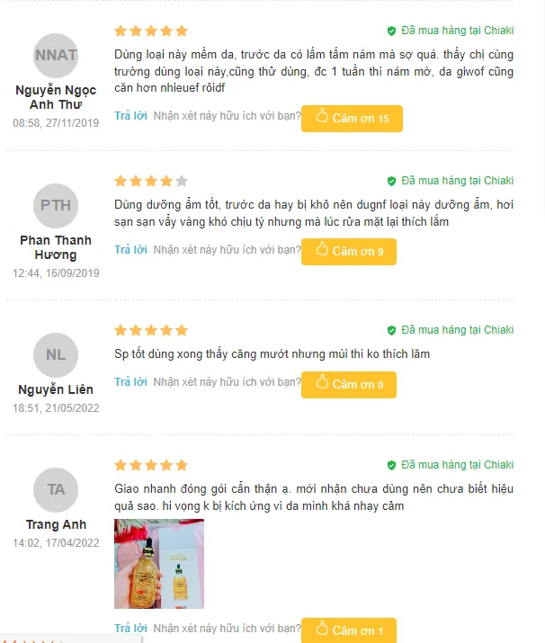 Đ&aacute;nh gi&aacute; serum tinh chất v&agrave;ng 24k từ người sử dụng
