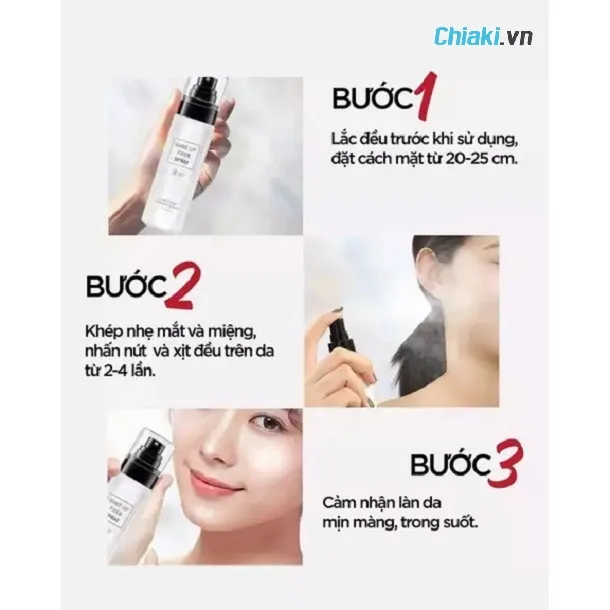 C&aacute;ch xịt kho&aacute;ng giữ lớp trang điểm