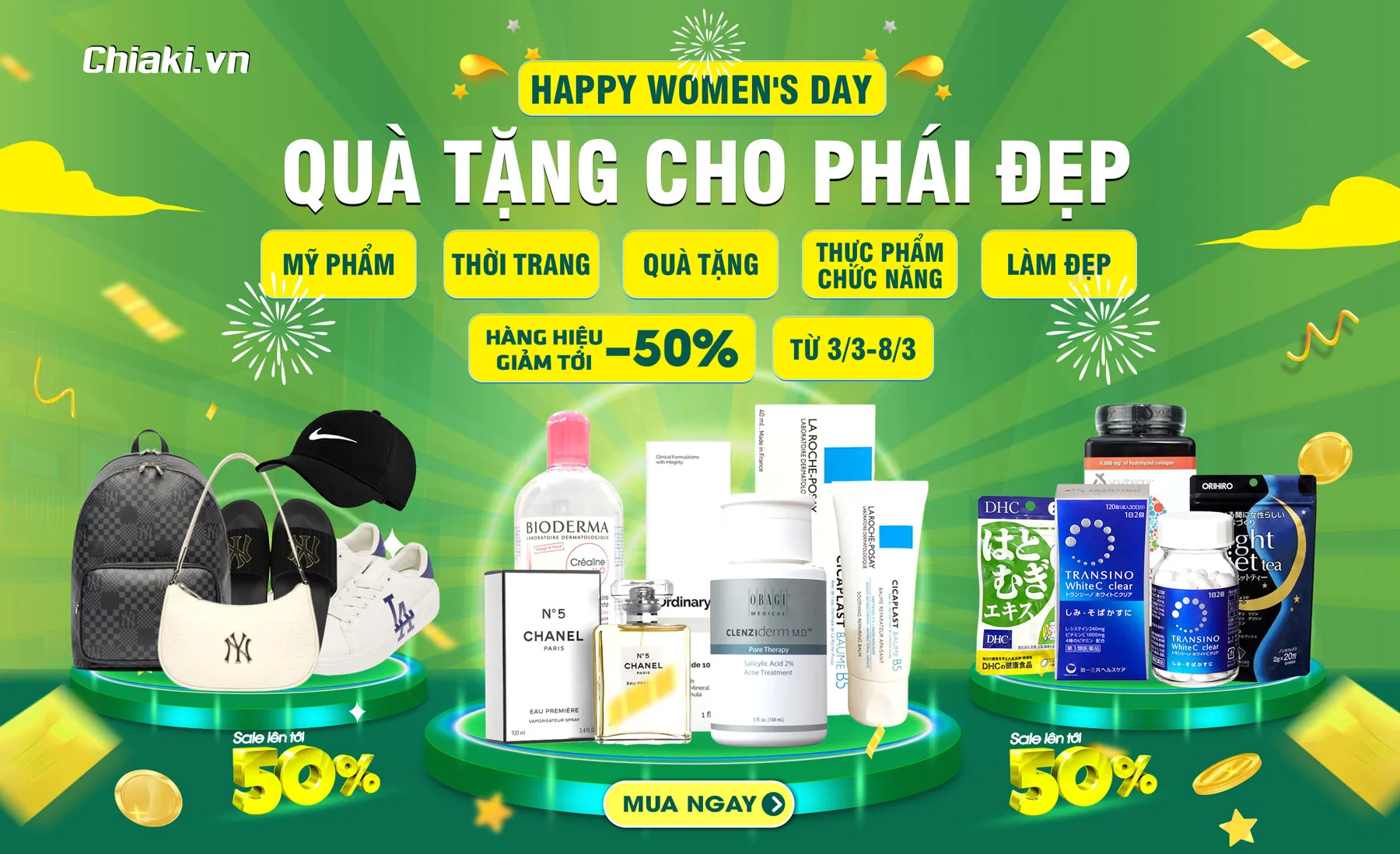 HAPPY WOMEN'S DAY 8/3: Chiaki sale tới 50% dành tặng “Một nửa thế giới”