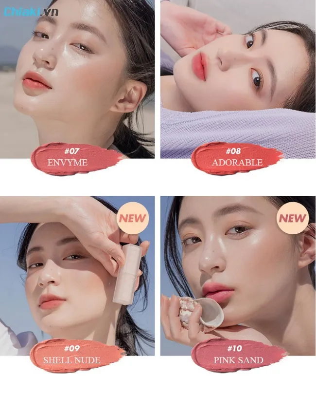 bảng m&agrave;u son Romand Zero Matte Lipstick th&iacute;ch hợp m&ugrave;a h&egrave; năng động