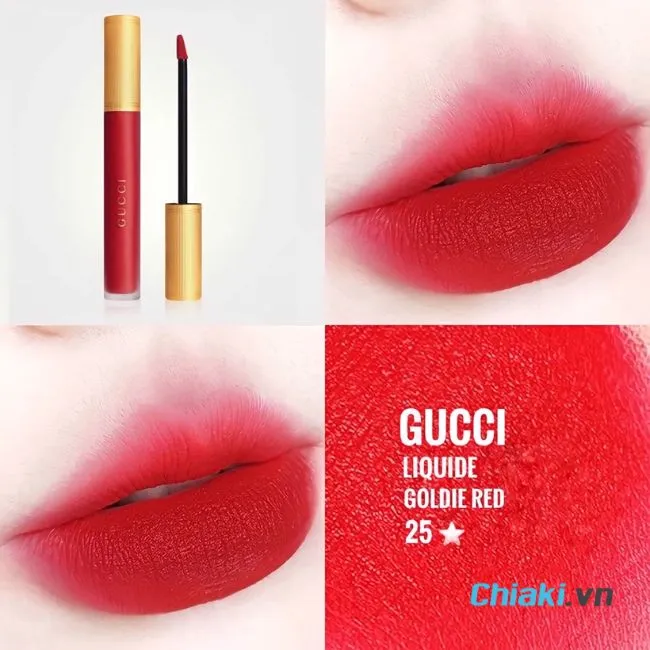 Son kem m&agrave;u đỏ tươi Gucci 25 Goldie Red
