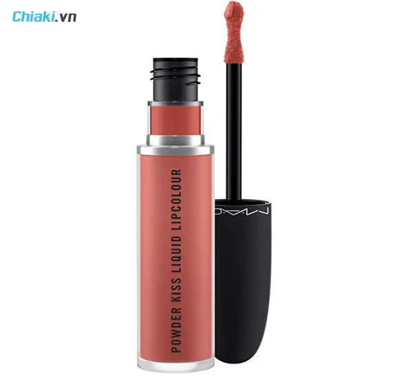 Son m&agrave;u hồng cam MAC Powder Kiss Liquid 989 Mull It Over