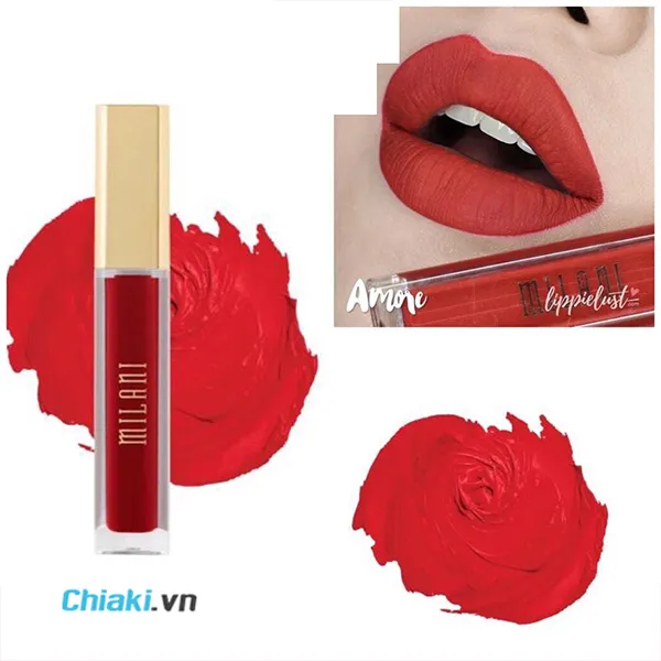 Son đỏ cherry &aacute;nh cam Milani Amore Matte Lip Creme Dạng Kem L&igrave; Kh&ocirc;ng B&oacute;ng 13