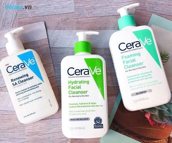sữa rửa mặt Cerave đều c&oacute; thiết kế đơn giản