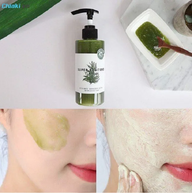 ưu điểm sữa rửa mặt sủi bọt rau củ m&agrave;u xanh