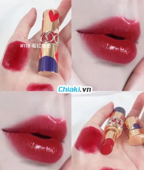 Son m&agrave;u đỏ hồng cherry YSL Shine Collector I Love You 119