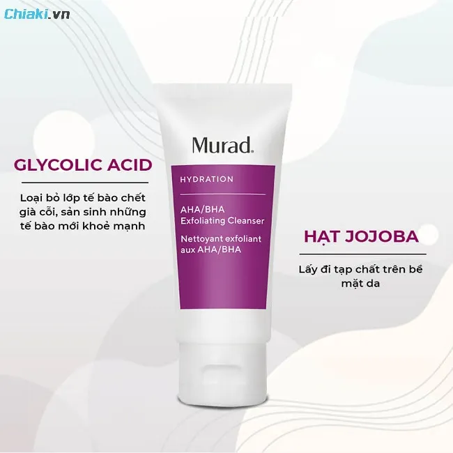 Sữa rửa mặt Murad aha/bha Exfoliating Cleanser điều trị mụn