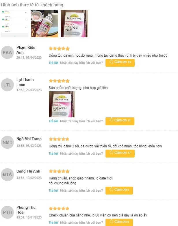 Review natures way beauty collagen 60 vi&ecirc;n của &Uacute;c có t&ocirc;́t kh&ocirc;ng?
