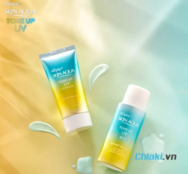 Kem chống nắng Skin Aqua m&agrave;u xanh
