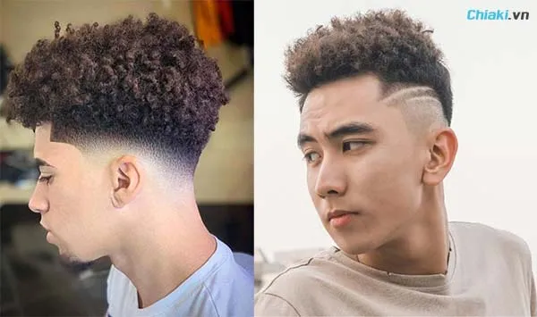 uốn t&oacute;c nam kiểu Afro MoHawk Haircut