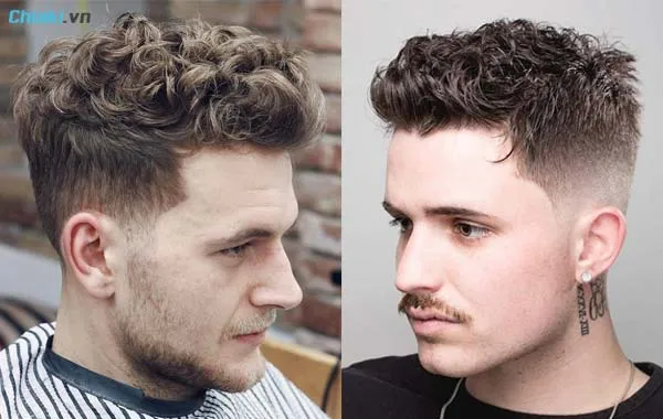 uốn t&oacute;c nam kiểu Messy Curly Quiff