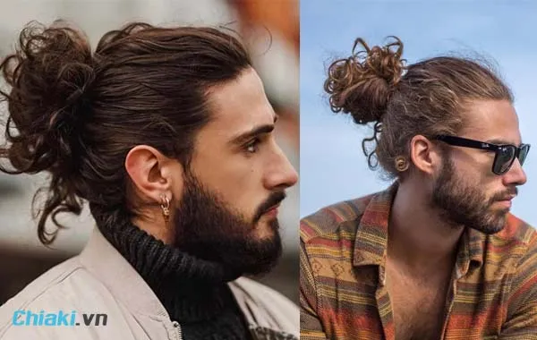 uốn t&oacute;c nam kiểu Man Bun