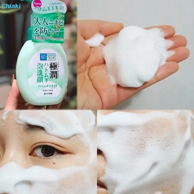 Sữa rửa mặt tạo bọt Hada Labo Nhật Bản Gokujyun Hatomugi Foaming Wash tạo bọt mịn