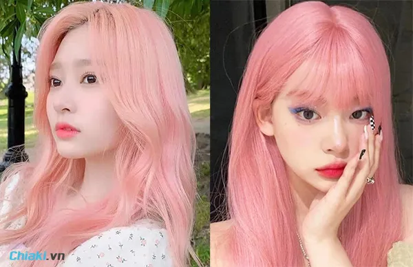 t&oacute;c hồng m&agrave;u pastel