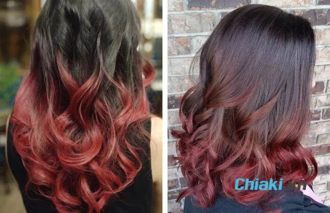 Nhuộm t&oacute;c ombre n&acirc;u đỏ