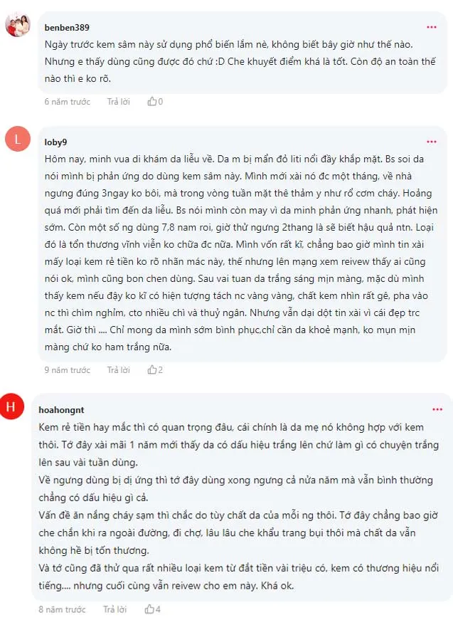 nhận x&eacute;t của kh&aacute;ch h&agrave;ng về kem s&acirc;m v&agrave;ng th&aacute;i lan