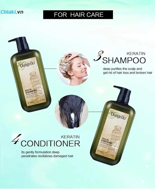 Cặp dầu gội xả phục hồi t&oacute;c hư tổn D'angelo Keratin