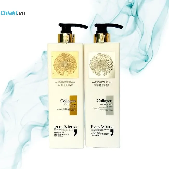 Cặp dầu gội xả Plus Vinge Collagen hỗ trợ mọc t&oacute;c