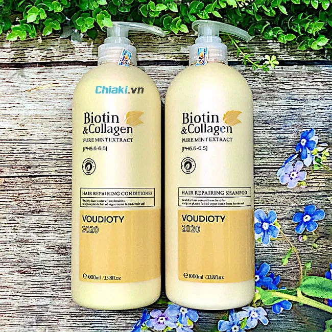 Cặp Dầu gội xả su&ocirc;n mượt t&oacute;c Biotin & Collagen v&agrave;ng