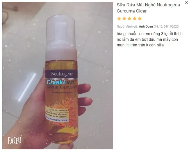 Review Sữa rửa mặt trắng da kiềm dầu Neutrogena Curcuma Clear