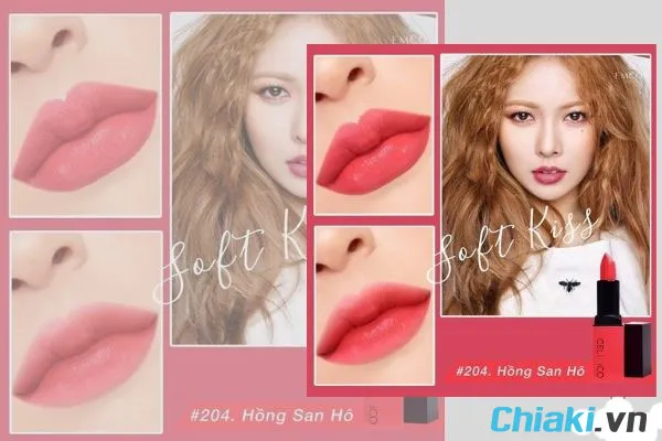 Son m&agrave;u hồng san h&ocirc; Colour Kiss Lipstick Soft Kiss