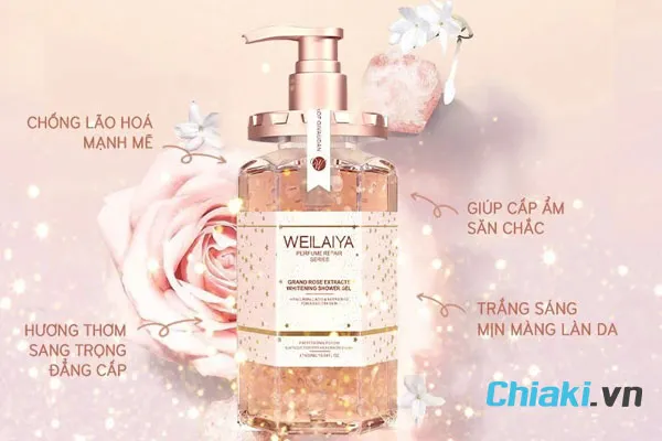 Sữa tắm trắng da Weilaiya từ c&aacute;nh hoa hồng
