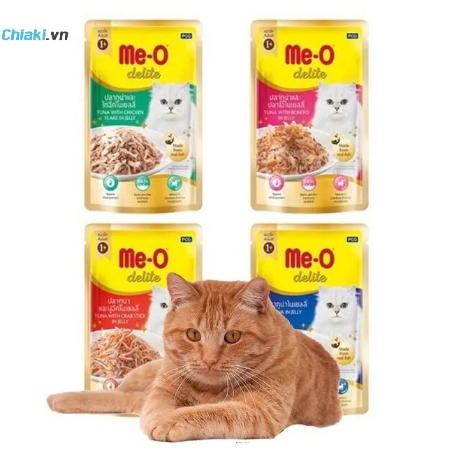 Thức Ăn Pate Cho M&egrave;o Vị C&aacute; Ngừ Nấu Đ&ocirc;ng Tuna In Jelly MeO
