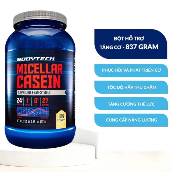 Bột uống hỗ trợ tăng cơ BodyTech Micellar Casein - French Vanilla