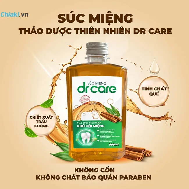 Nước s&uacute;c miệng chiết xuất thi&ecirc;n nhi&ecirc;n Dr Care
